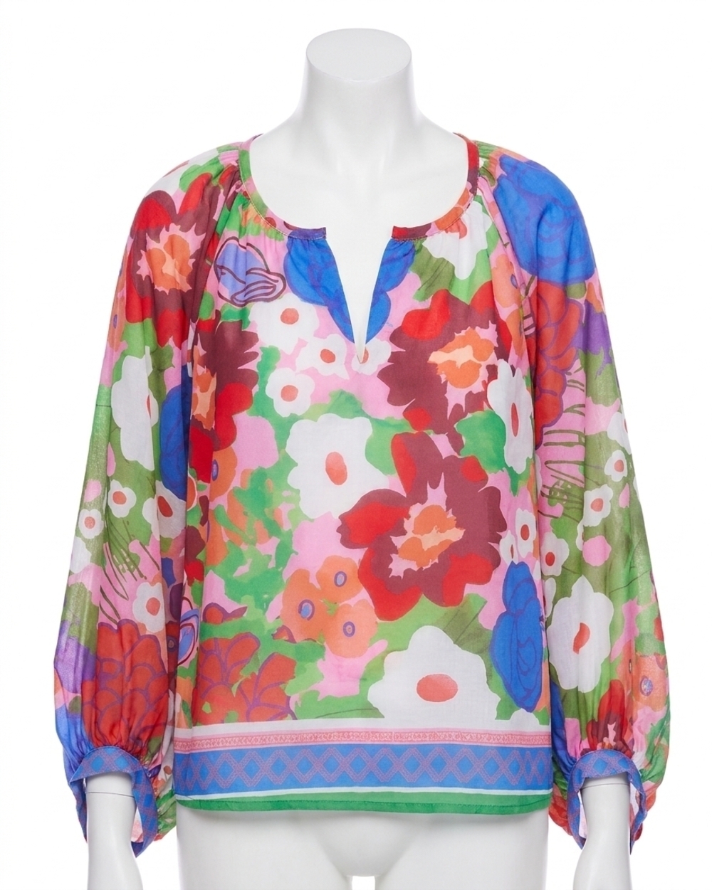 NEW JOY JOY peasant bishop sleeve top in petal pop